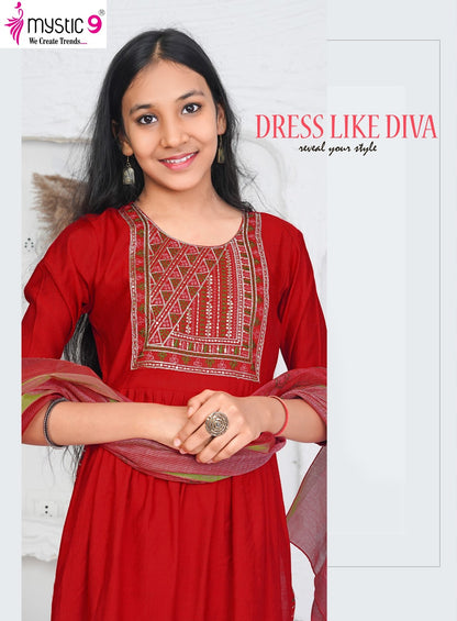 Daisy Vol 1 Mystic 9 Vertican Girls Readymade Pant Suits Wholesaler