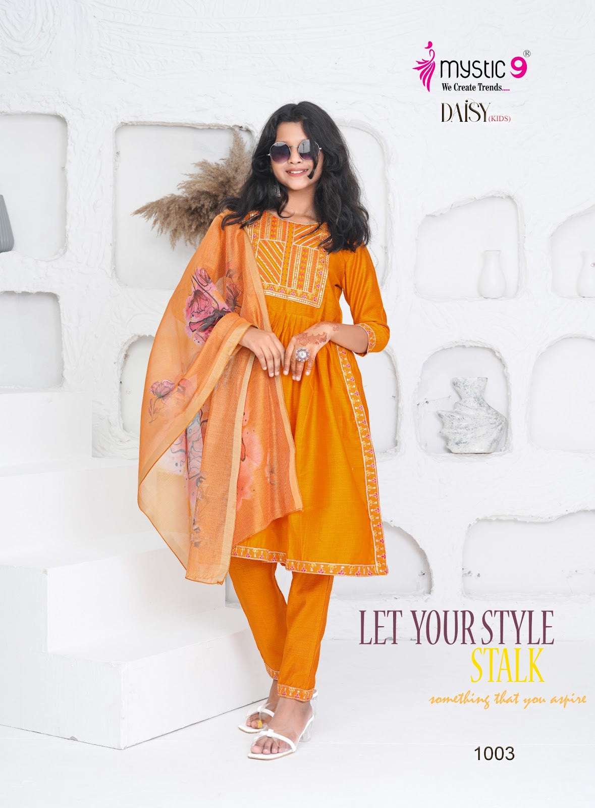Daisy Vol 1 Mystic 9 Vertican Girls Readymade Pant Suits Wholesaler