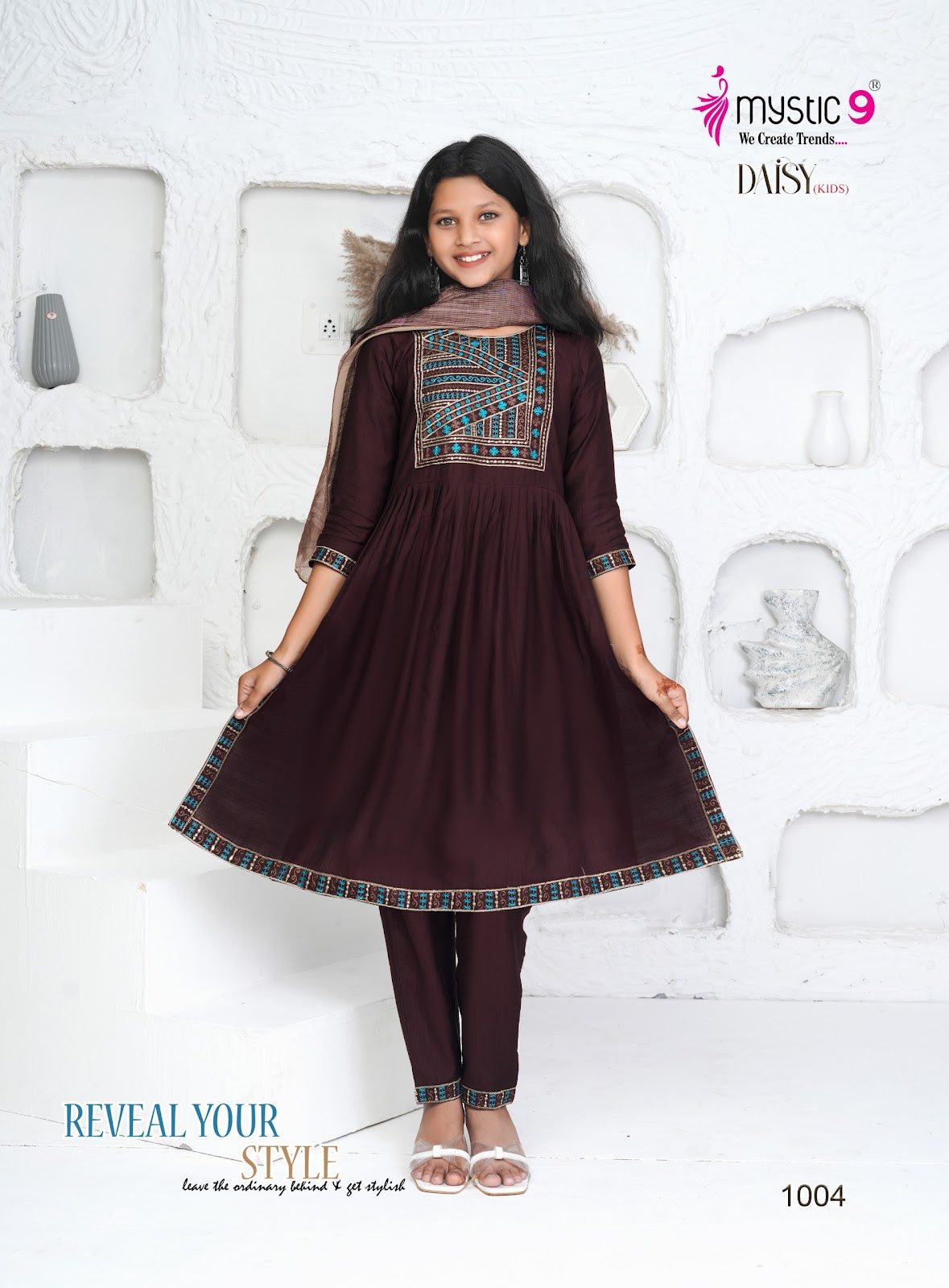 Daisy Vol 1 Mystic 9 Vertican Girls Readymade Pant Suits Wholesaler