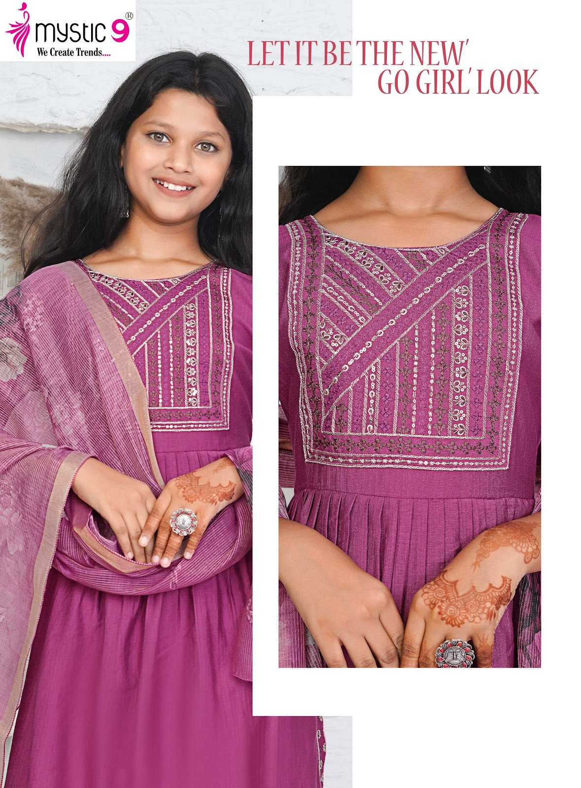 Daisy Vol 1 Mystic 9 Vertican Girls Readymade Pant Suits Wholesaler