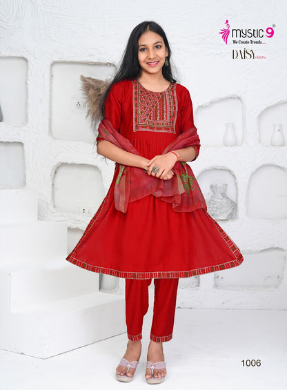 Daisy Vol 1 Mystic 9 Vertican Girls Readymade Pant Suits Wholesaler