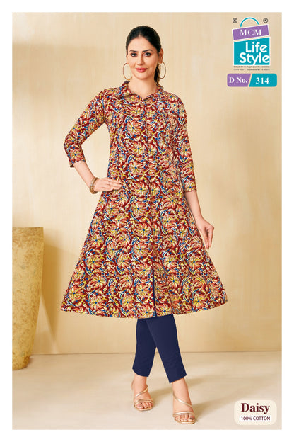 Daisy Vol 3 Mcm Lifestyle Cotton A-Line Kurti Exporter Ahmedabad