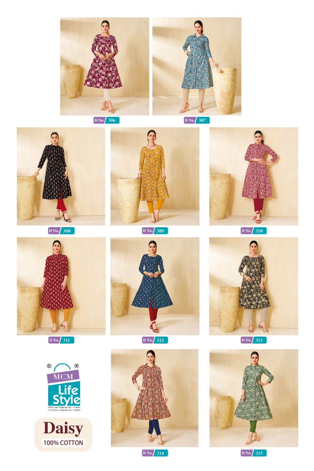 Daisy Vol 3 Mcm Lifestyle Cotton A-Line Kurti Exporter Ahmedabad