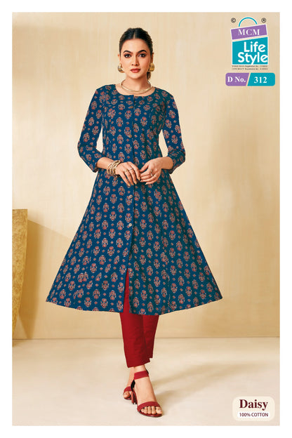 Daisy Vol 3 Mcm Lifestyle Cotton A-Line Kurti Exporter Ahmedabad