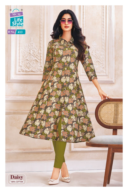 Daisy Vol 4 Mcm Lifestyle Cotton A-Line Kurti Exporter