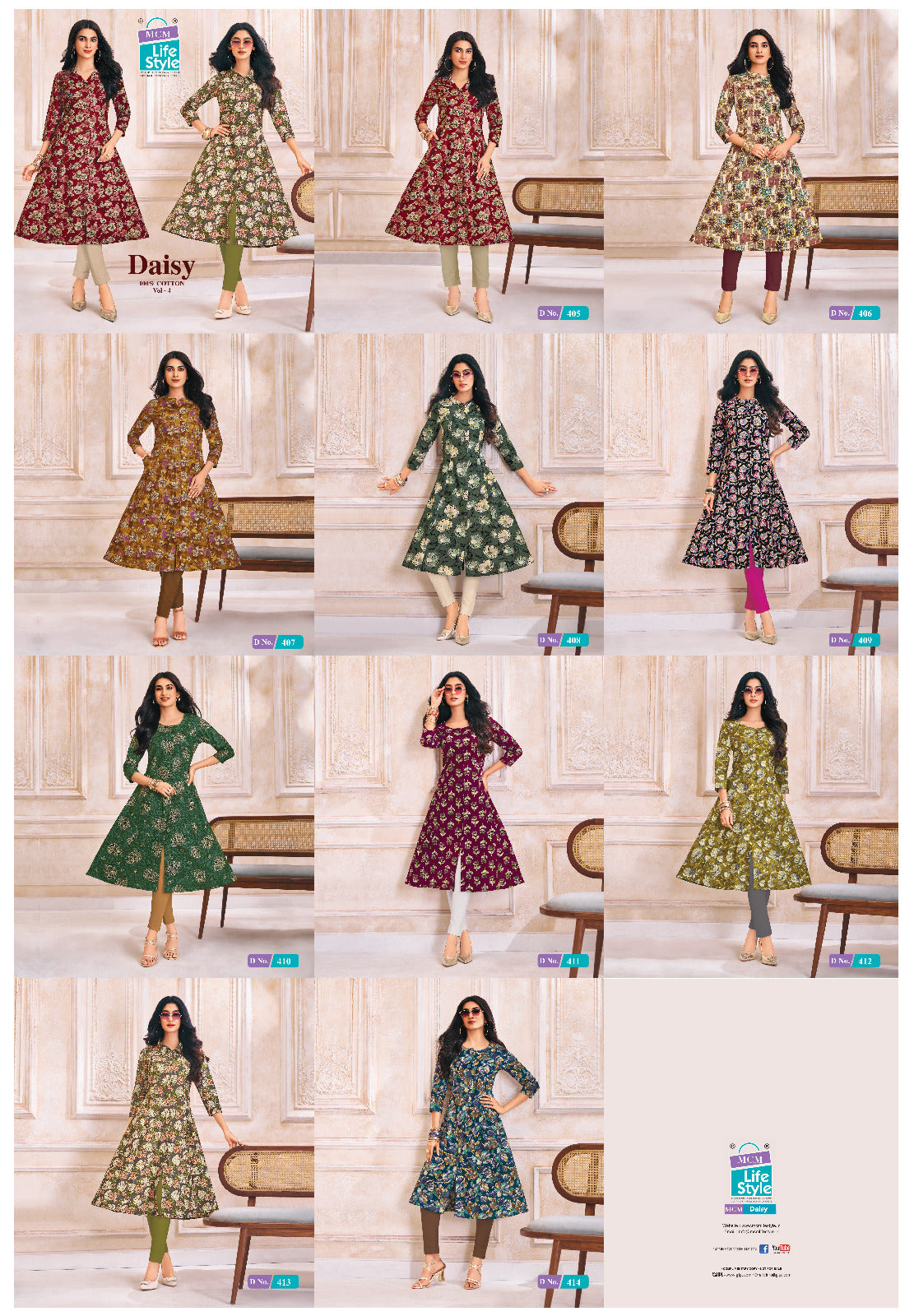 Daisy Vol 4 Mcm Lifestyle Cotton A-Line Kurti Exporter