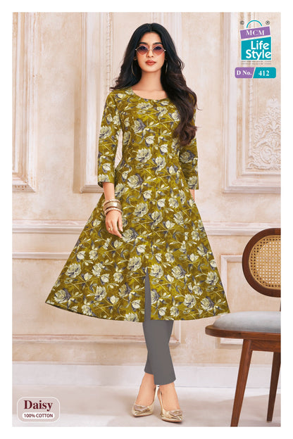 Daisy Vol 4 Mcm Lifestyle Cotton A-Line Kurti Exporter