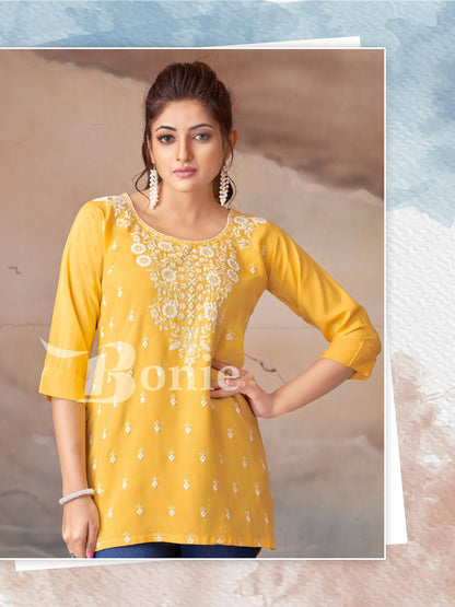 Daisy Vol 5 Bonie Rayon 14Kg Short Kurtis Manufacturer Gujarat
