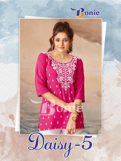 Daisy Vol 5 Bonie Rayon 14Kg Short Kurtis Manufacturer Gujarat
