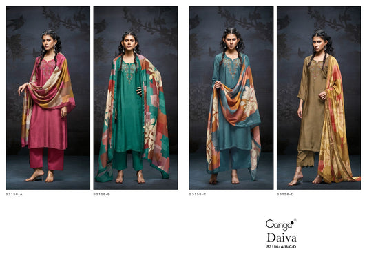 Daiva 3156 Ganga Premium Bemberg Plazzo Style Suits Wholesaler Gujarat