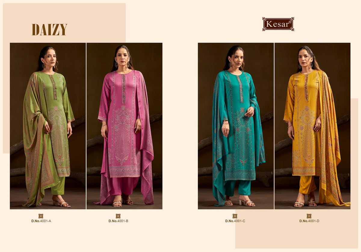 Daizy 4001 Kesar Viscose Pashmina Suits Wholesaler Gujarat