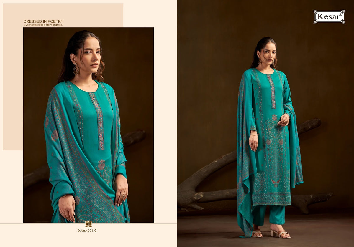 Daizy 4001 Kesar Viscose Pashmina Suits Wholesaler Gujarat