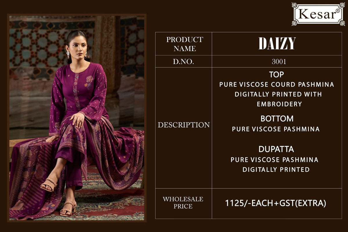 Daizy Kesar Viscose Pashmina Suits Wholesale Price