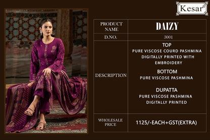 Daizy Kesar Viscose Pashmina Suits Wholesale Price