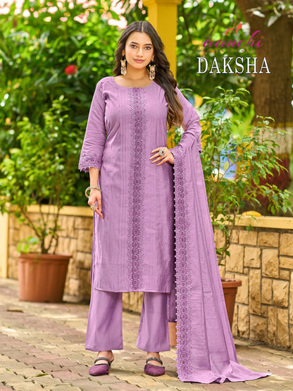 Daksha Aanchi Roman Silk Readymade Pant Style Suits Supplier India