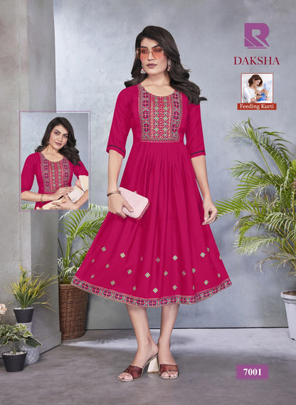 Daksha Raashi Rayon Feeding Kurtis Wholesaler Gujarat