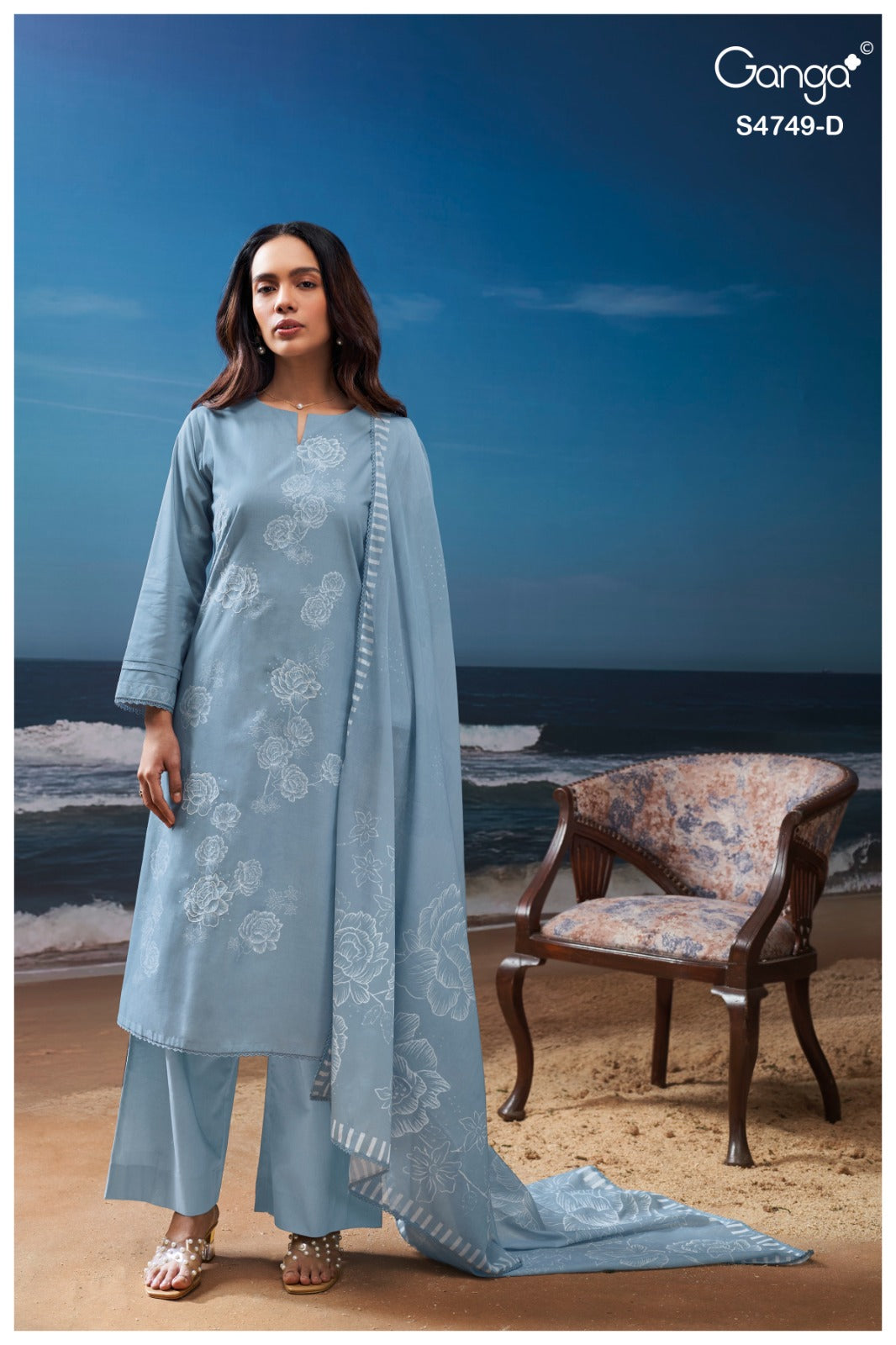 Dakshii 4749 Ganga Cotton Pant Style Suits Wholesaler Gujarat