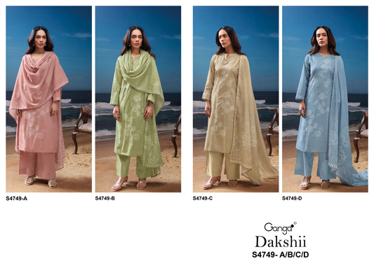 Dakshii 4749 Ganga Cotton Pant Style Suits Wholesaler Gujarat