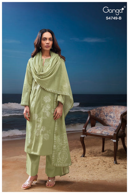 Dakshii 4749 Ganga Cotton Pant Style Suits Wholesaler Gujarat