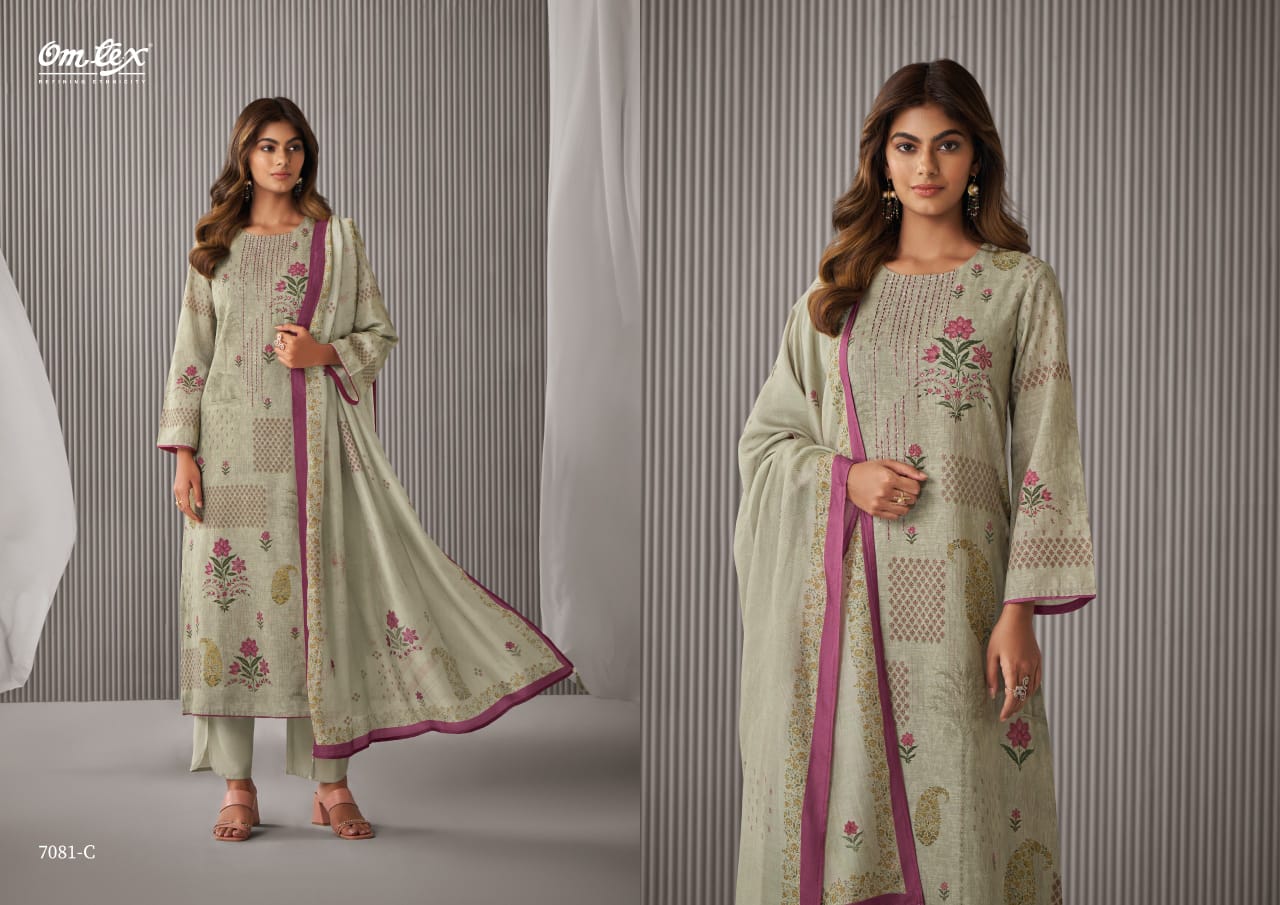 Dakshin Omtex Cotton Linen Plazzo Style Suits Wholesaler Gujarat