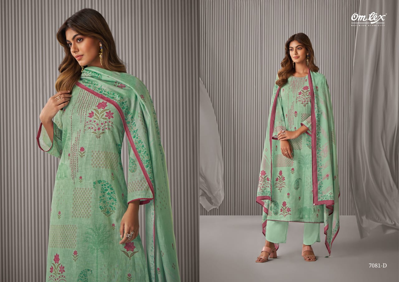 Dakshin Omtex Cotton Linen Plazzo Style Suits Wholesaler Gujarat