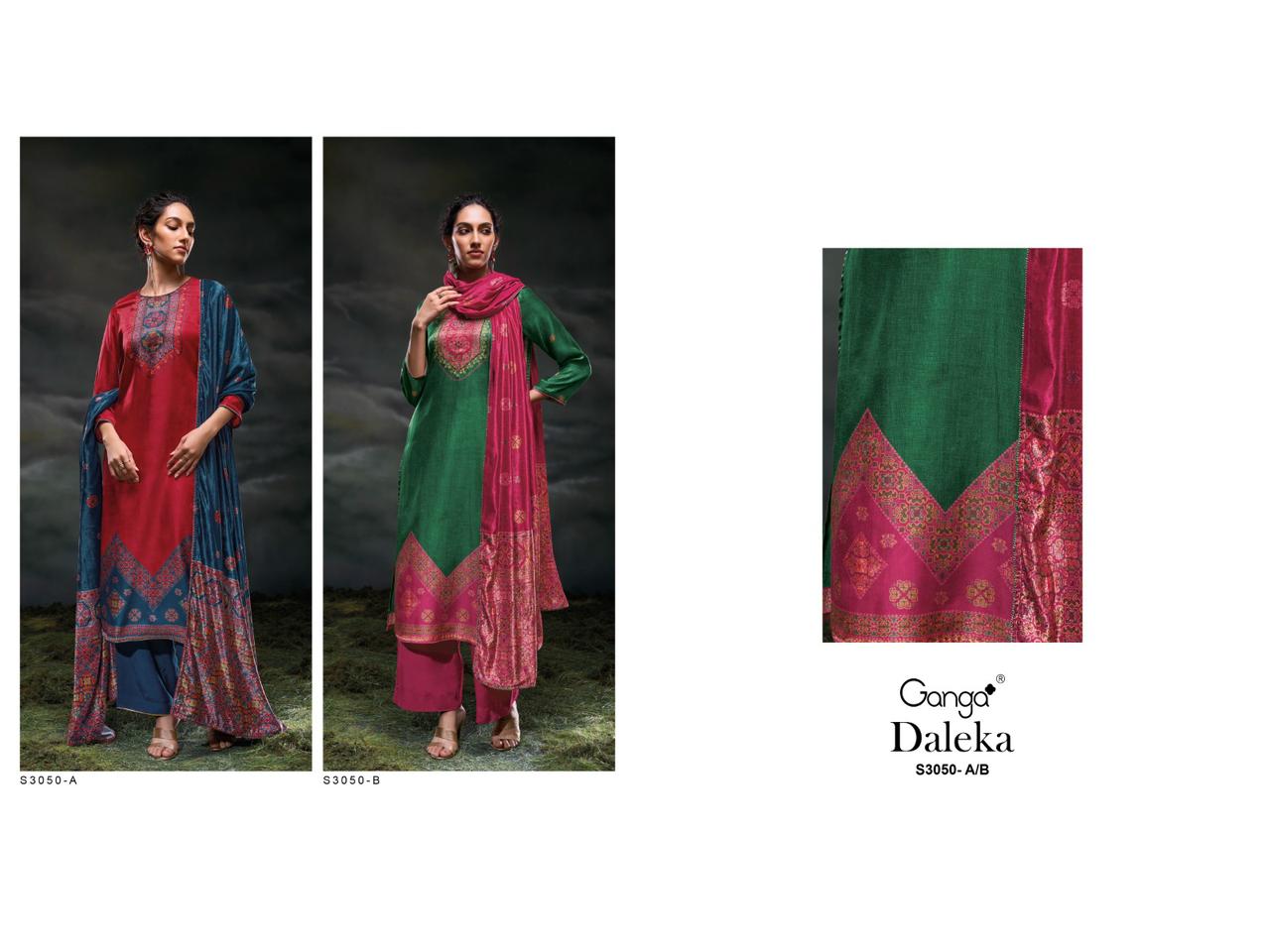 Daleka S3050 Ganga Gaji Silk Plazzo Style Suits Supplier