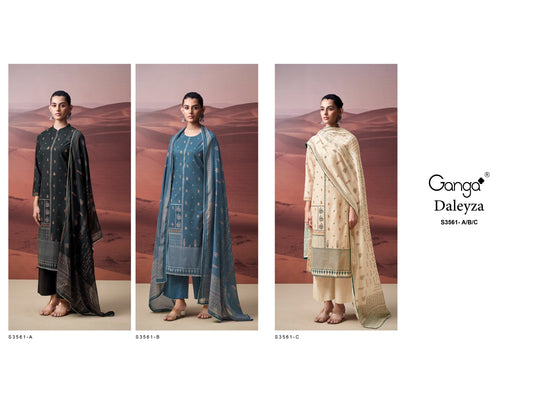 Daleyza 3561 Ganga Premium Cotton Plazzo Style Suits Wholesaler Ahmedabad