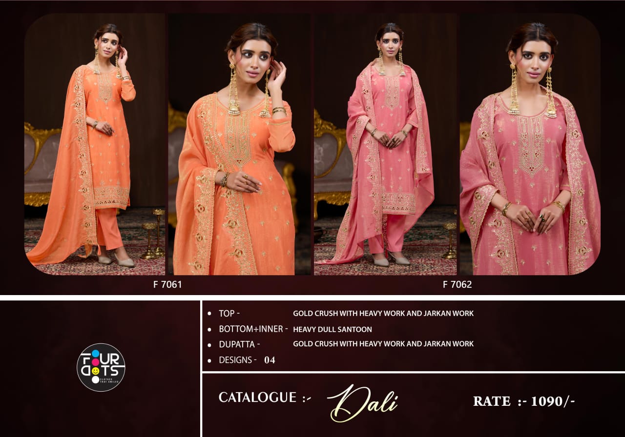 Dali Solo Colour Four Dots Crush Pant Style Suits Wholesale Price