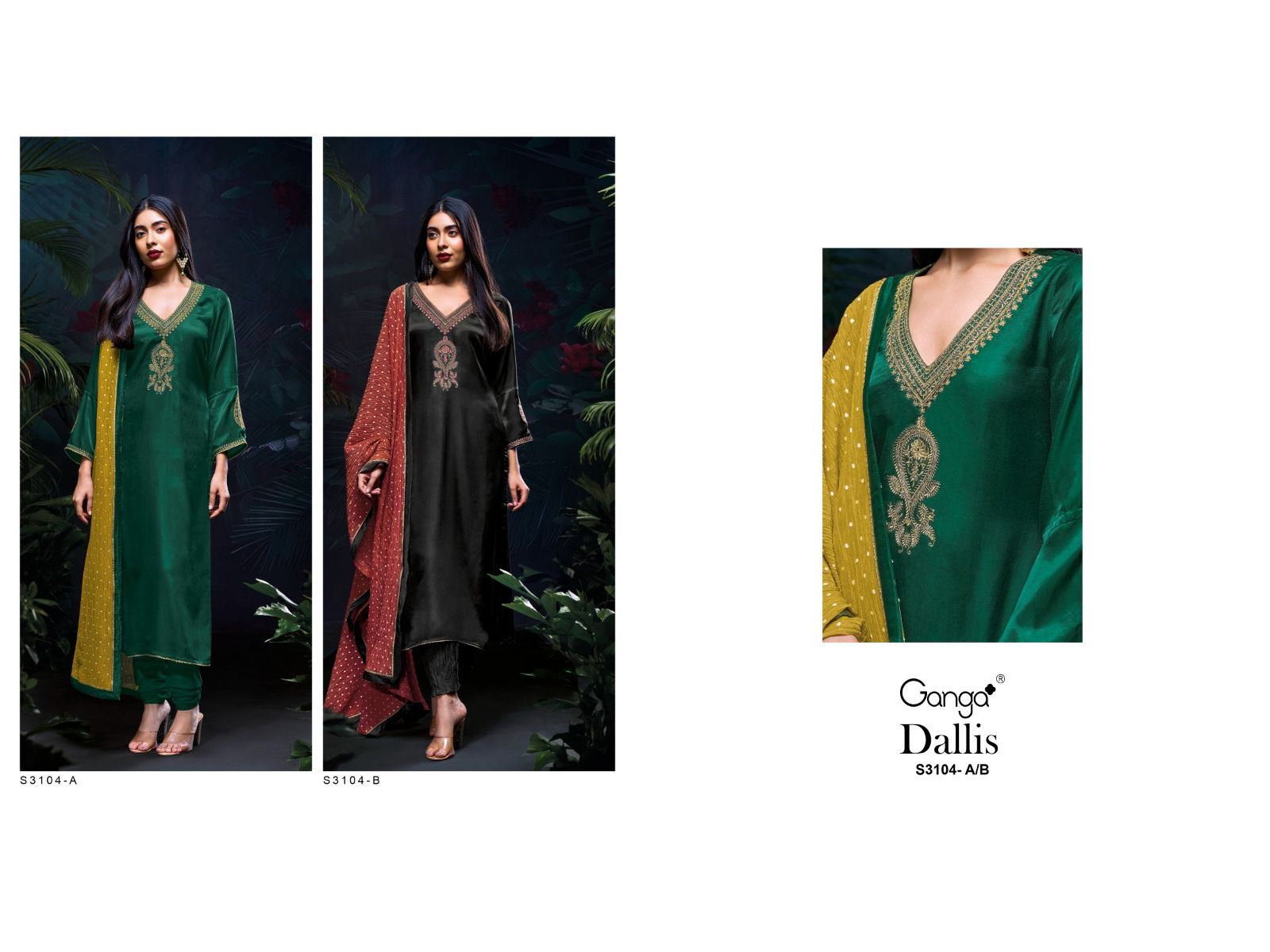 Dallis S3104 Ganga Gaji Silk Plazzo Style Suits Manufacturer India