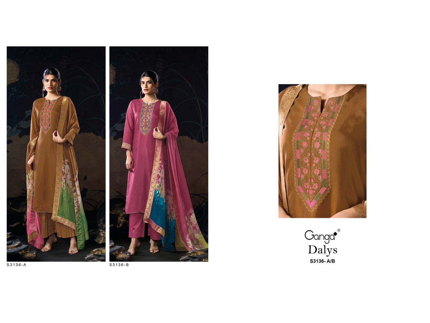 Dalys 3136 Ganga Premium Bemberg Plazzo Style Suits Exporter India