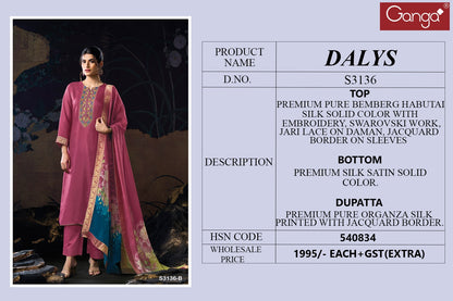 Dalys 3136 Ganga Premium Bemberg Plazzo Style Suits Exporter India