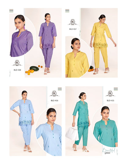 Daman Work 1906 Bl Cotton Co Ord Set Wholesale Price
