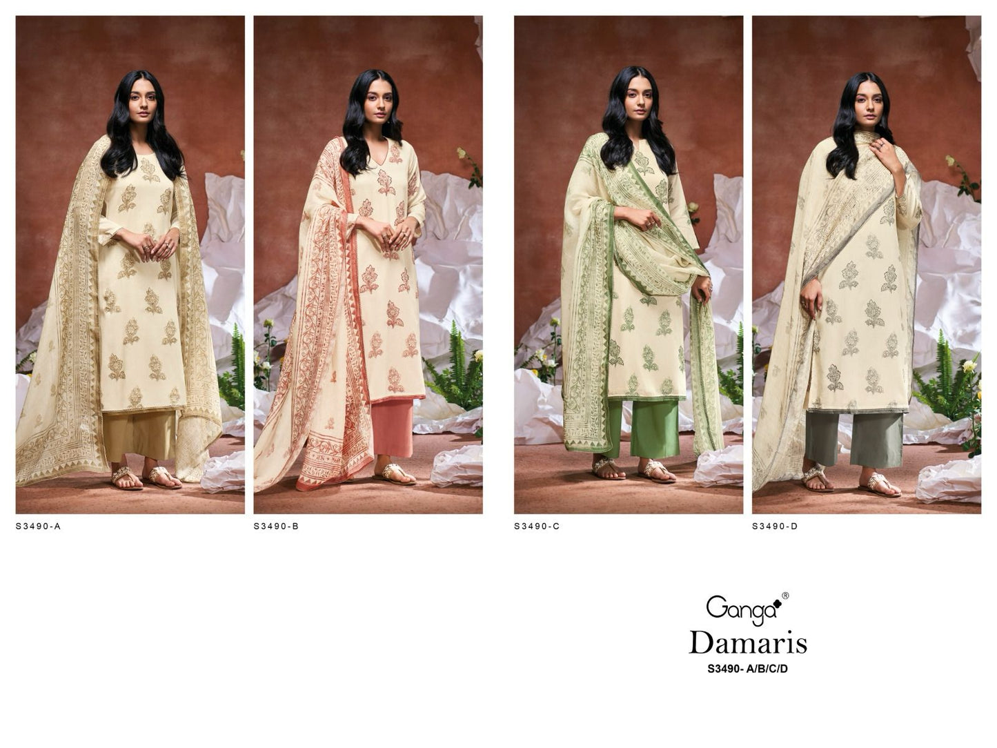 Damaris 3490 Ganga Premium Cotton Plazzo Style Suits Manufacturer India