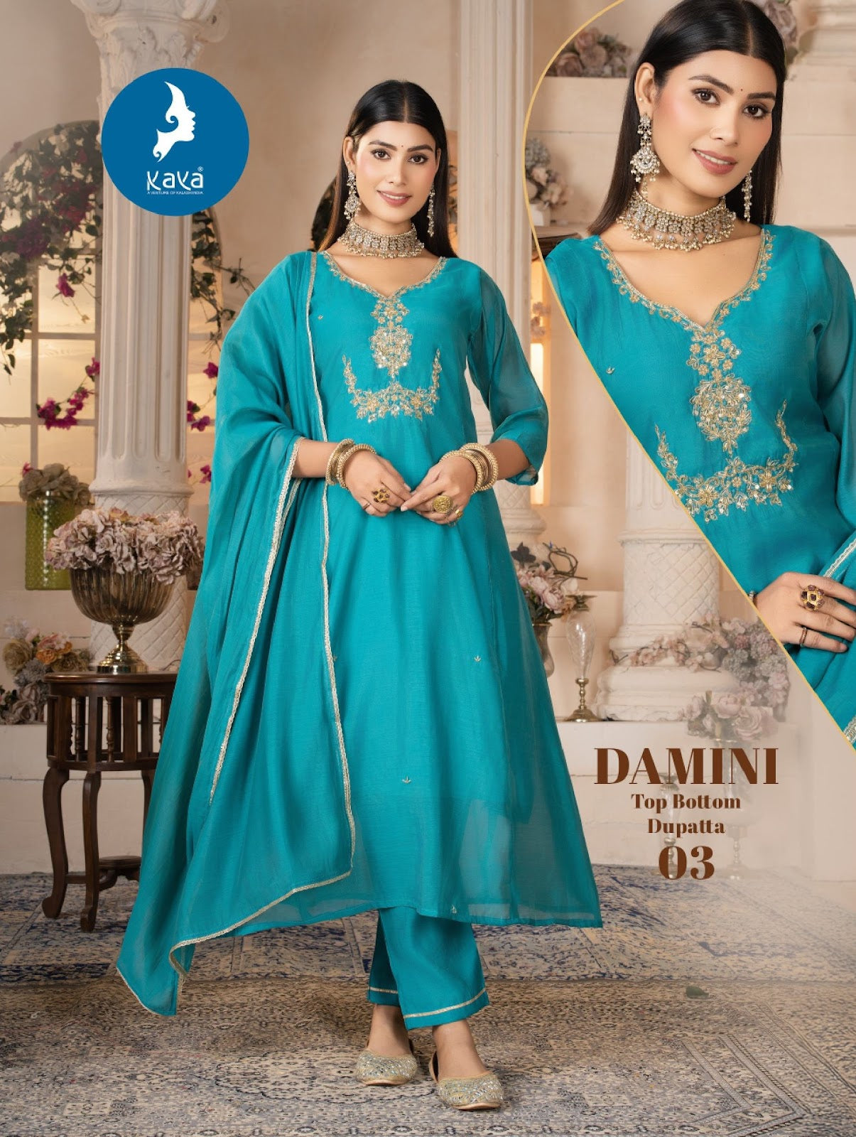 Damini Kaya Chanderi Readymade Anarkali Suits Wholesale Rate