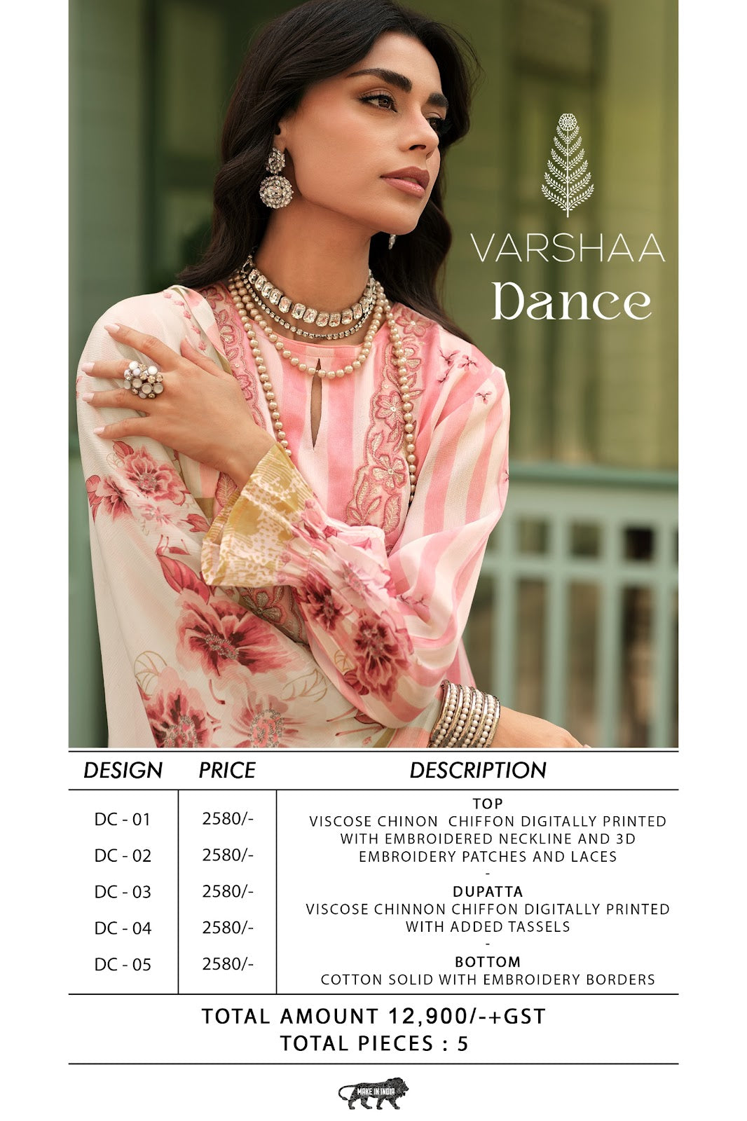 Dance Varshaa Viscose Chinon Pant Style Suits Supplier India