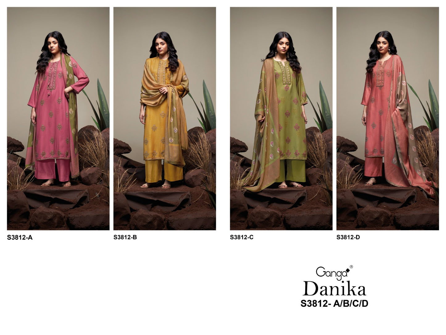 Danika 3812 Ganga Pashmina Suits Wholesale Price