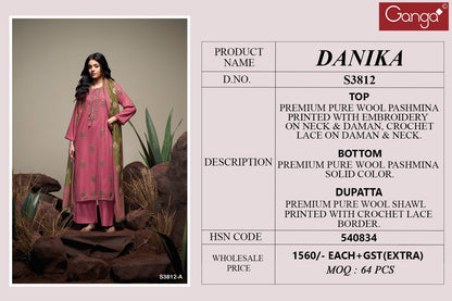 Danika 3812 Ganga Pashmina Suits Wholesale Price