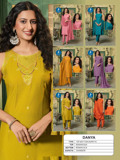 Danya Kaya Roman Silk Readymade Pant Style Suits Wholesaler