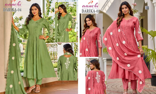 Darika Aanchi Mul Chanderi Readymade Anarkali Suits Wholesaler Ahmedabad