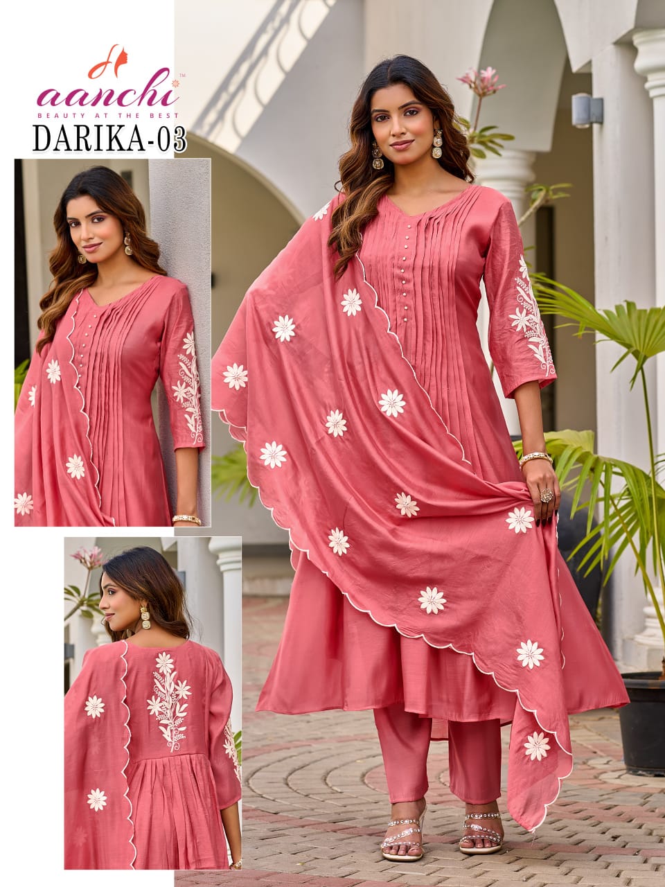 Darika Aanchi Mul Chanderi Readymade Anarkali Suits Wholesaler Ahmedabad
