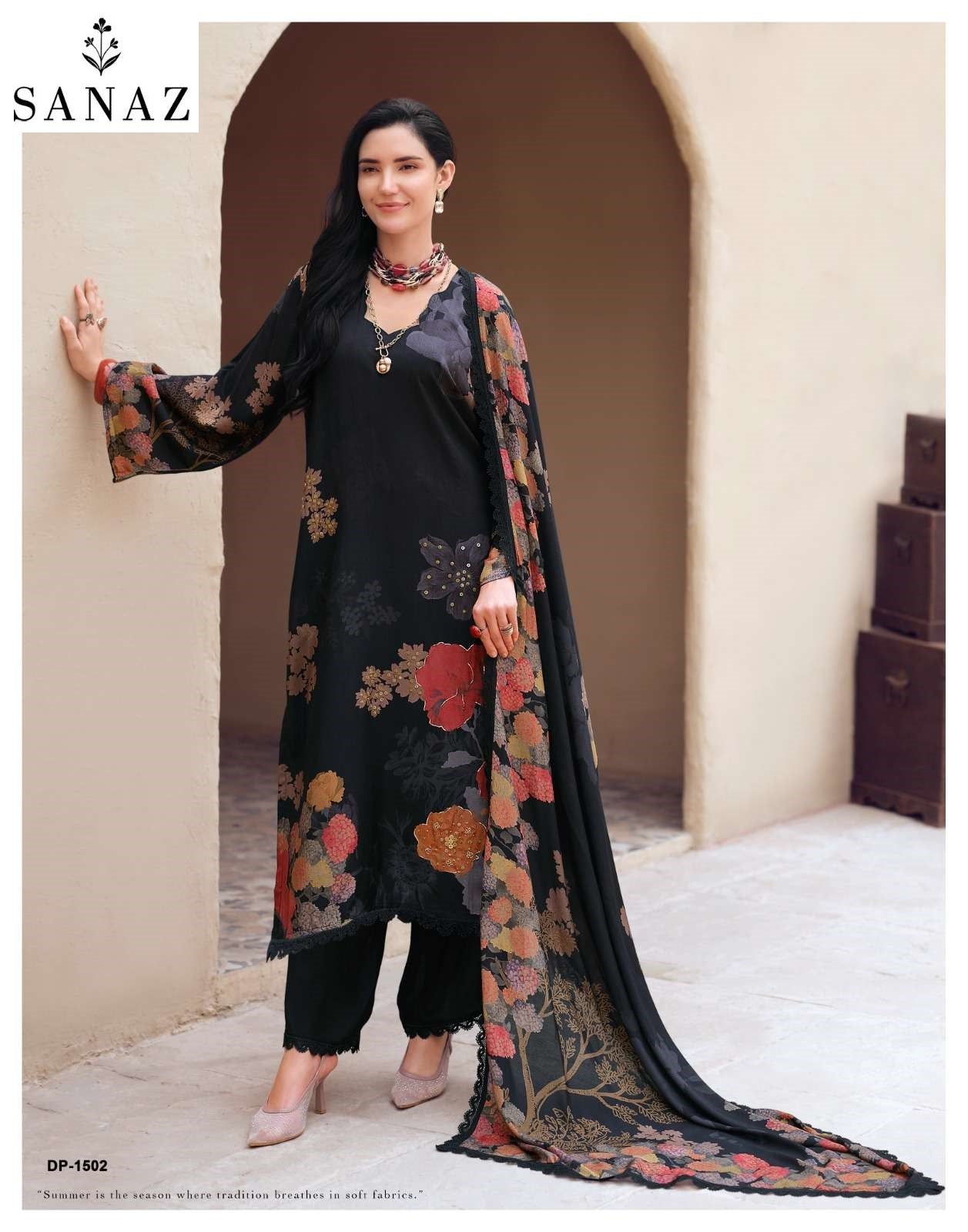 Dark Petals Sanaz Viscose Muslin Pant Style Suits Wholesaler India