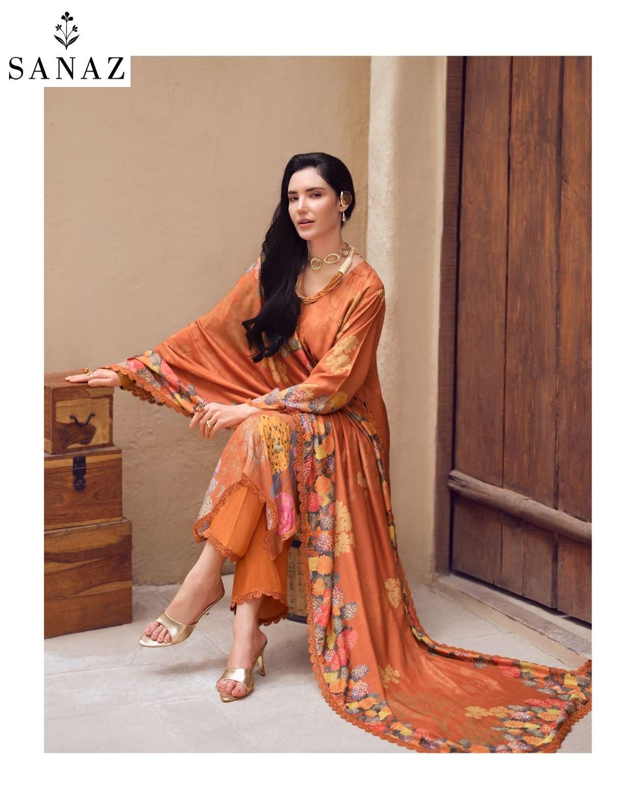 Dark Petals Sanaz Viscose Muslin Pant Style Suits Wholesaler India