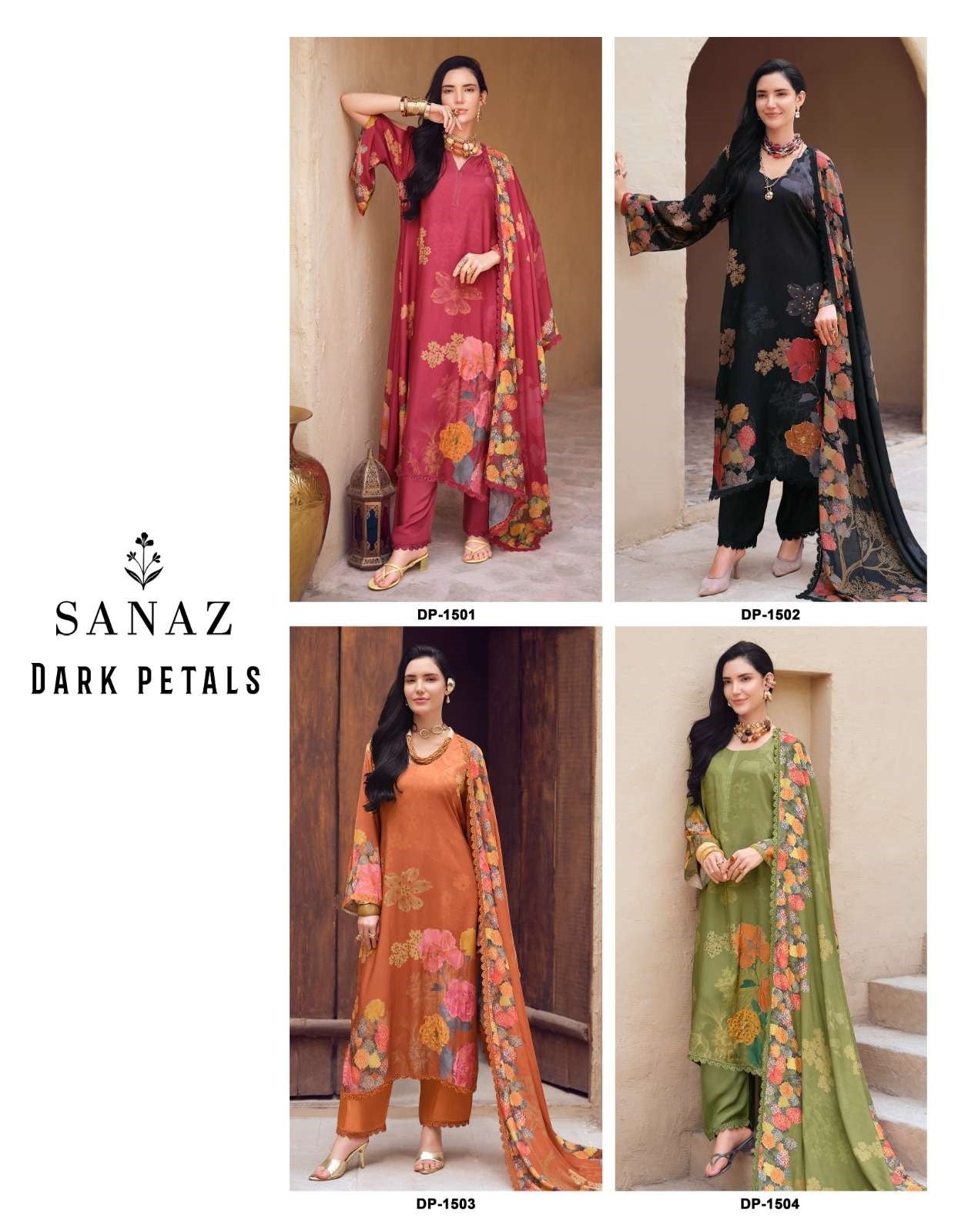 Dark Petals Sanaz Viscose Muslin Pant Style Suits Wholesaler India