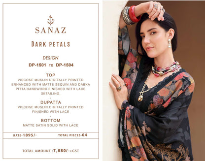 Dark Petals Sanaz Viscose Muslin Pant Style Suits Wholesaler India