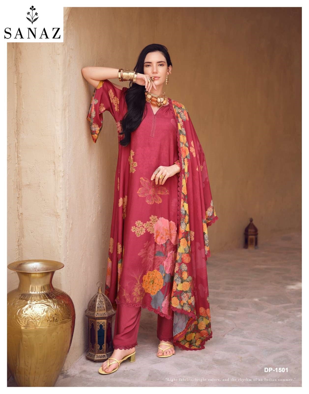 Dark Petals Sanaz Viscose Muslin Pant Style Suits Wholesaler India