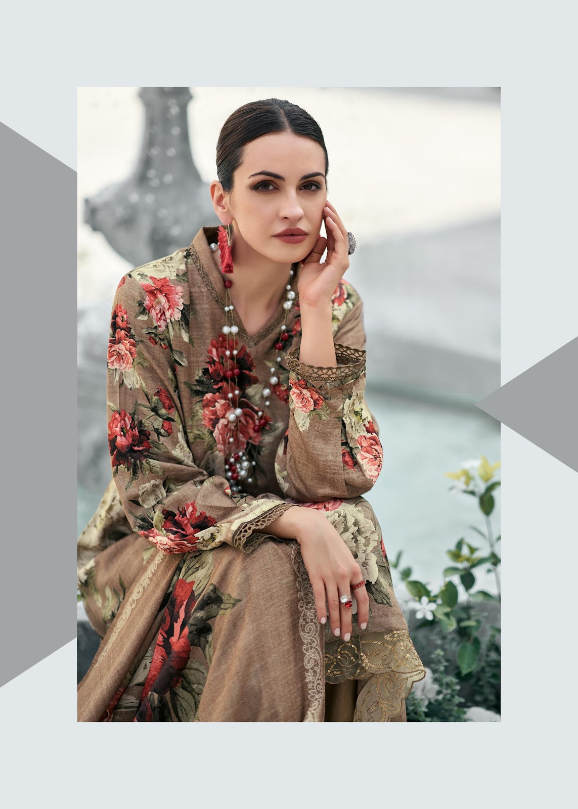 Dark Petals Varsha Fashions Viscose Pashmina Suits Manufacturer Ahmedabad