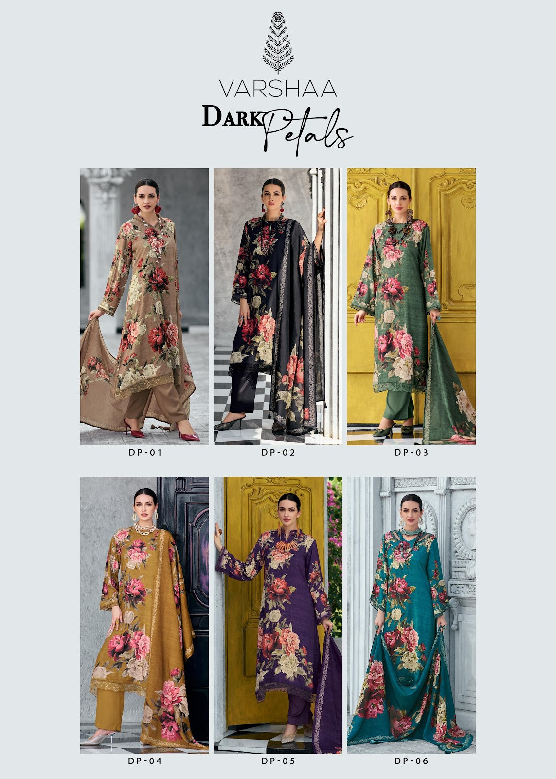 Dark Petals Varsha Fashions Viscose Pashmina Suits Manufacturer Ahmedabad
