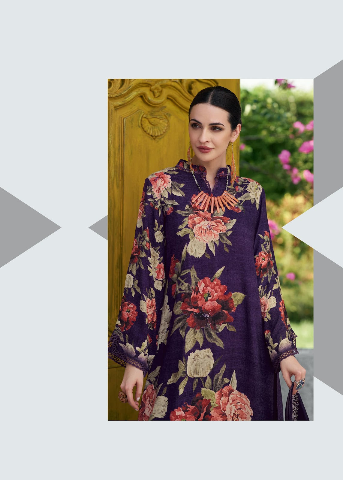 Dark Petals Varsha Fashions Viscose Pashmina Suits Manufacturer Ahmedabad