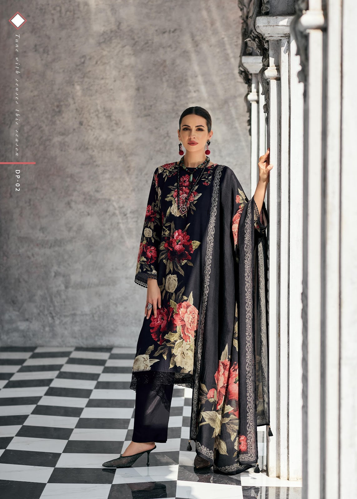 Dark Petals Varsha Fashions Viscose Pashmina Suits Manufacturer Ahmedabad