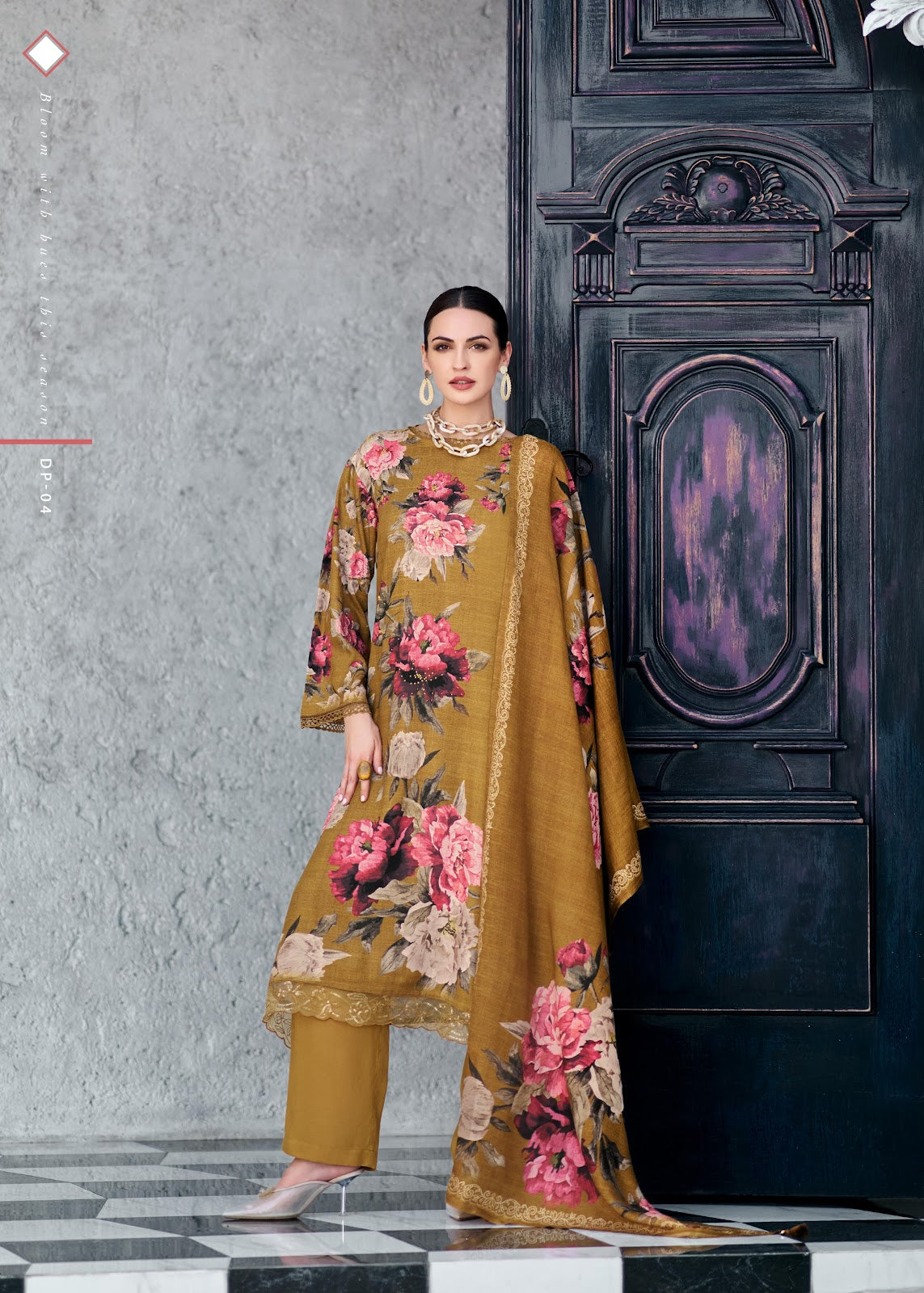 Dark Petals Varsha Fashions Viscose Pashmina Suits Manufacturer Ahmedabad